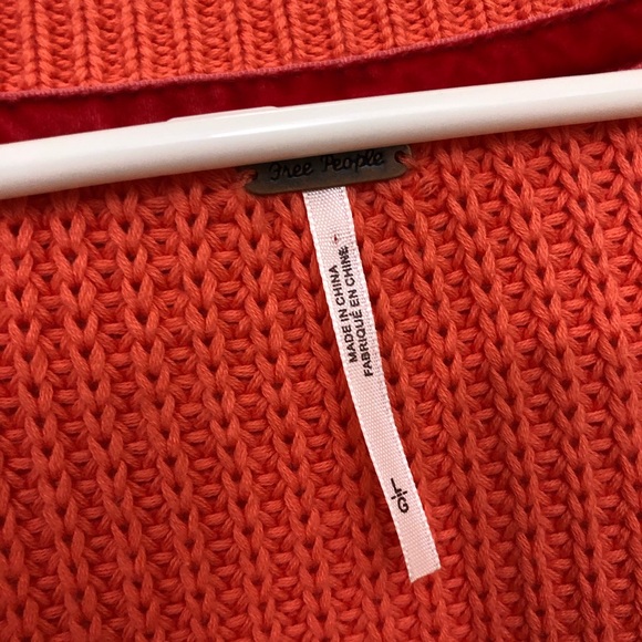 Free People Sweater V-Neck Bell Sleeve Coral Orang - Picture 11 of 12